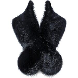 Women's Black BABEYOND Faux Fur Shawl for Winter Bridal Wedding Party Cover Up